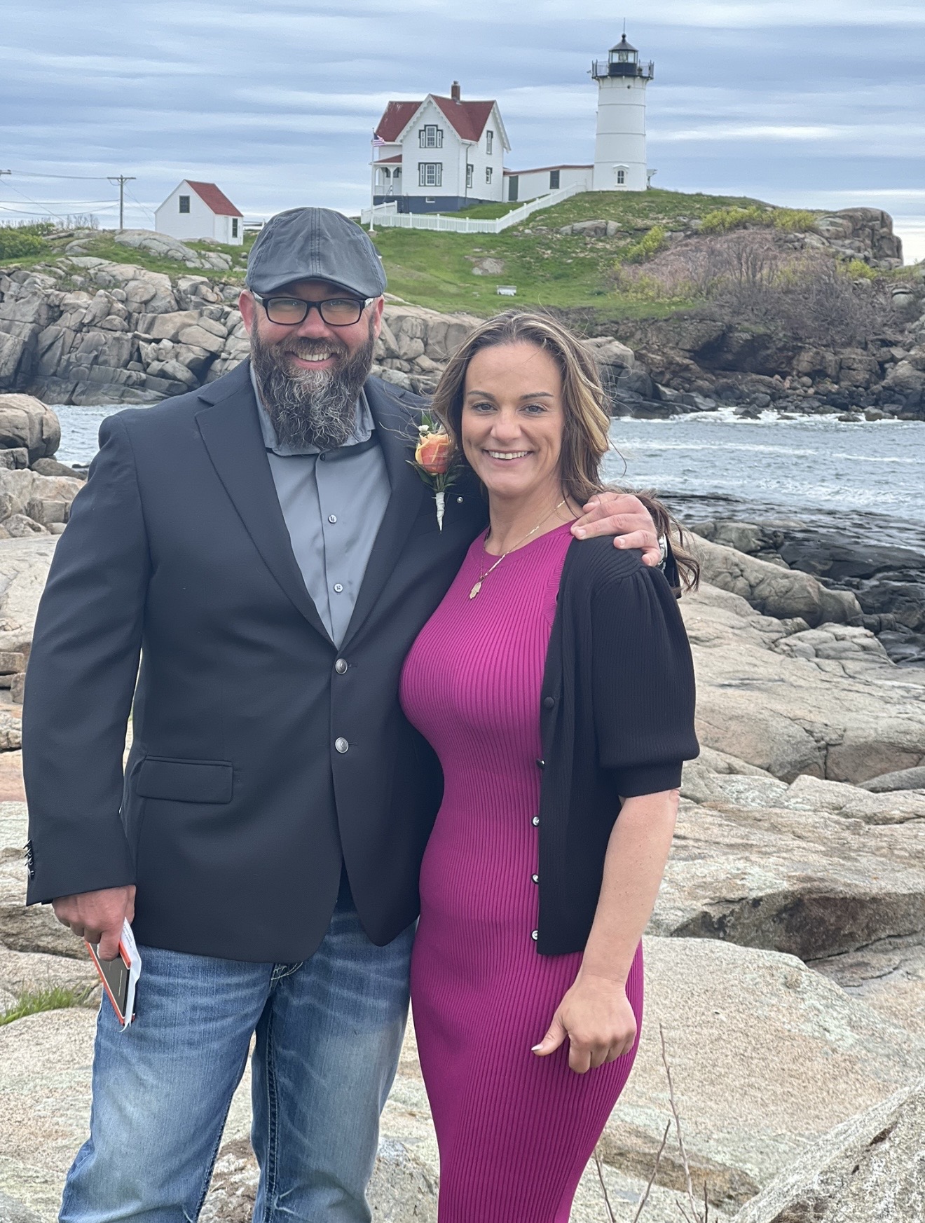 Jeff and Kacey Trombley at Nubble Lighthouse, Maine